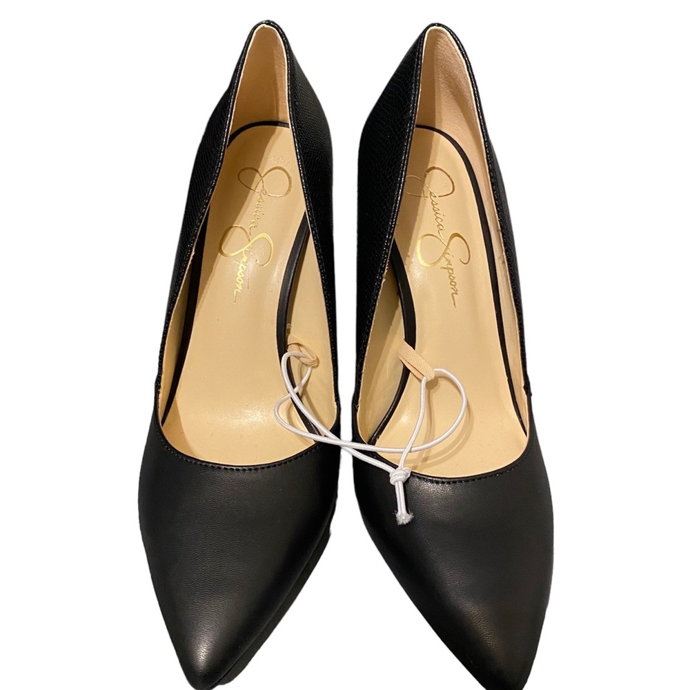 Black leather heels